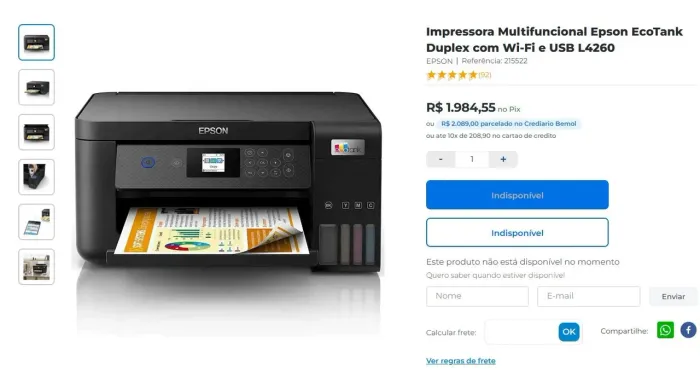 Impressora Multifuncional Epson EcoTank L4260
