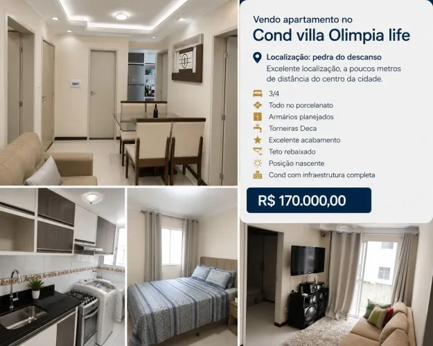 Apartamento 3/4 - Condomínio Villa Olímpia Life