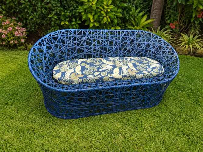 Sofa 3 lugares alumínio com tecido aquatec