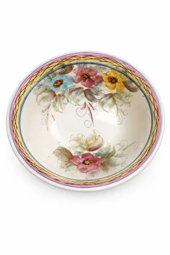 Prato de cerâmica floral pintado à mão