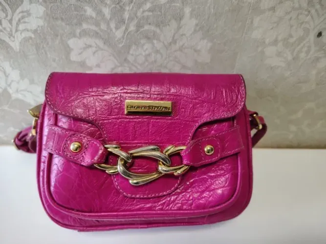Bolsa Carmen Steffens original em couro - rosa/fúcsia