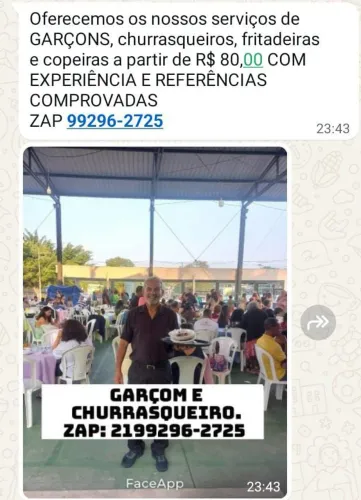 GARÇOM A PARTIR DE 80 reais.