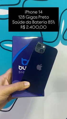 Seminovo: iPhone 14 | 128 GB | Preto | Saúde da Bateria 85% - Loja Fisica