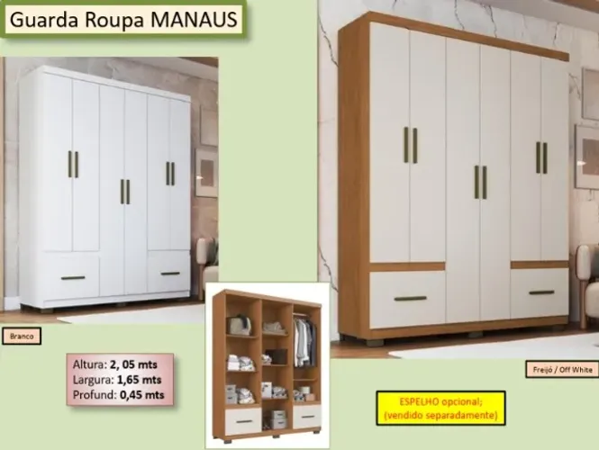 GUARDA ROUPA MANAUS CASAL/SOLTEIRO MONTO E ENTREGO HOJE