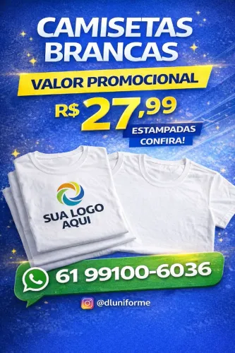 Camiseta Branca personalizada - empresa igreja e eventos 