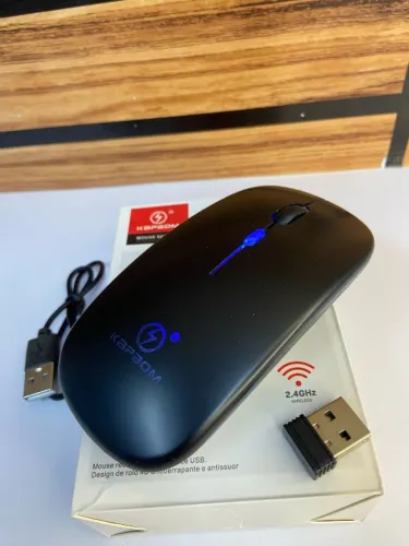 MOUSE LUMINOSO SEM FIO DE 2,4GHZ KAPBOM PRETO KA-618 an3