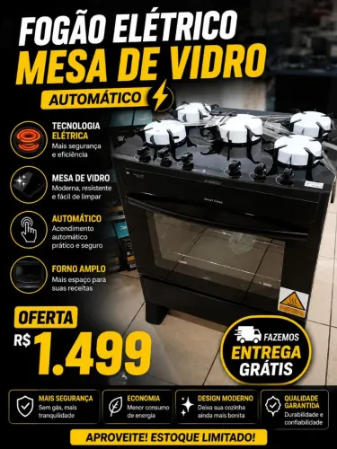 fogão mesa de vidro