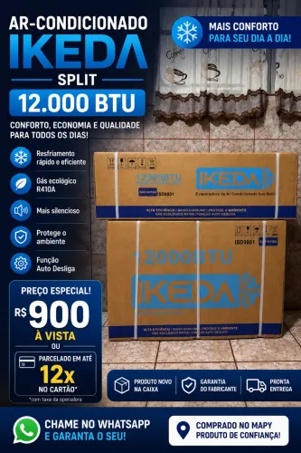 AR-CONDICIONADO IKEDA 12.000 BTUs ? NOVO NA CAIXA!