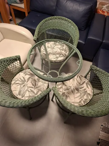 Conjunto Varanda Bistrô Vime 3 cadeiras + Mesa de Vidro