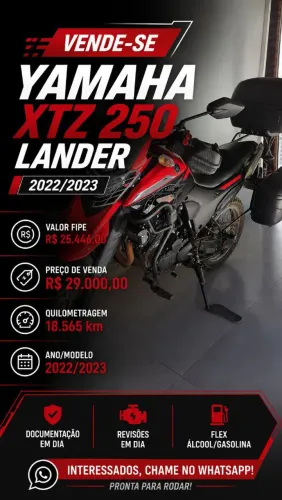 XTZ lander vermelha em estado de nova com acessórios. 