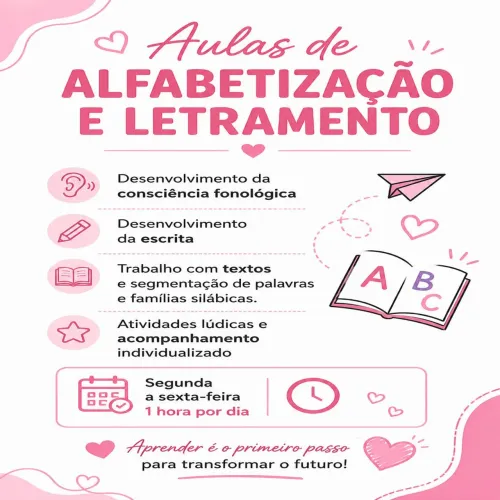 Aulas de aulas de alfabetização e letramento