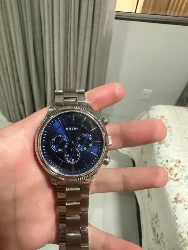 Relógio Bulova Original - Mostrador Azul em Aço
