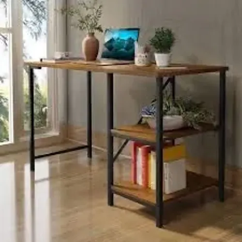 Mesa Escrivaninha Mesa Office Estudo Estilo Industrial Cor Preto Imbuia 1,10m KLM