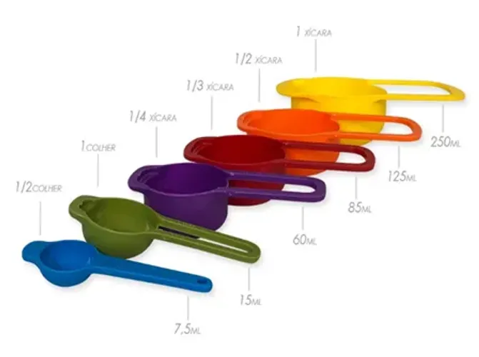 Kit Colheres Medidoras 6 Peças Multicoloridas Cozinha