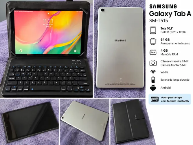 Samsung Galaxy Tab A 10.1" SM-T515 + Capa com Teclado Bluetooth