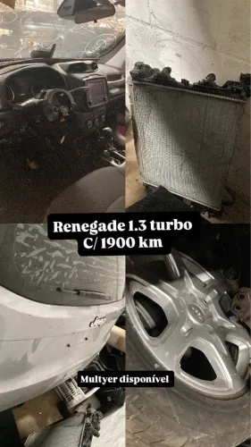 Sucata renegade t270 1.3 turbo c 1900 km rodados motor multyer multimídia rodas pneus ca