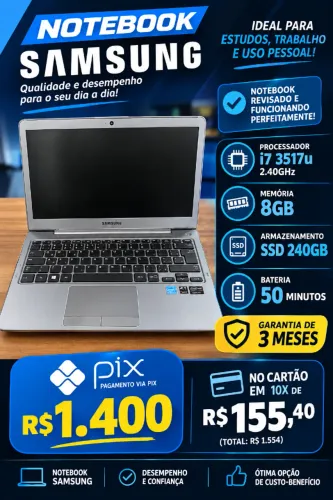 Notebook Samsung i7 3517u + 8GB Ram + 240GB SSD - Com Garantia