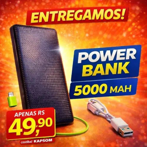 Power Bank Portátil 5000mAh Slim | Carregador Externo Universal | Cabo Incluso | Entrega G