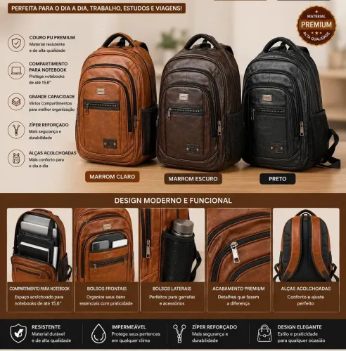 Mochilas de couro premium