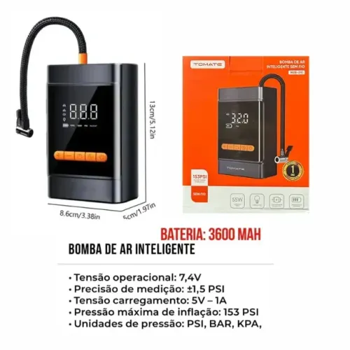 Lacrada Bomba de Ar Inteligente sem Fio 153PSI TOMATE MXB-010