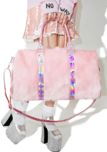 bolsa mala rosa de pelúcia sugar thrillz shagadelic