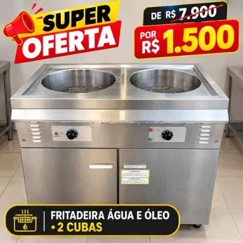Fritadeira Água e Óleo 2 Cubas Inox Tedesco ? De R$ 7.900 por R$ 1.500 ?