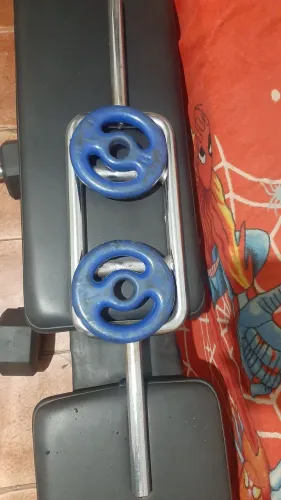 Barra H+par de anilhas 2kg emborrachada 
