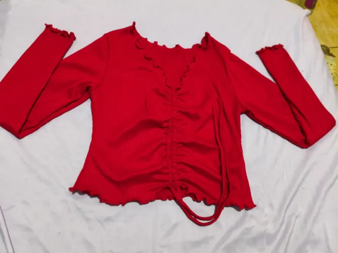 cropped vermelho manga longa único