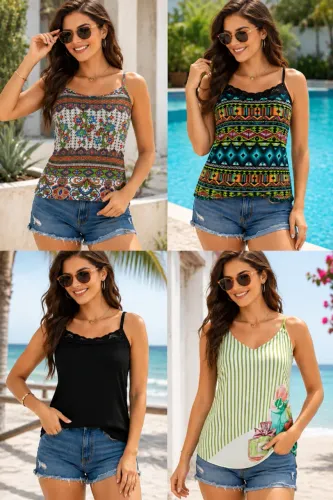 Kit 4 Blusas Regata Femininas - Novas