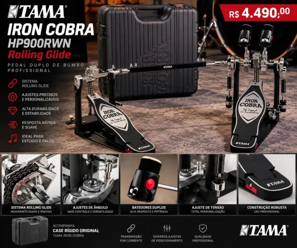 Pedal Duplo Tama HP 900 RWN Iron Cobra Rolling Glide