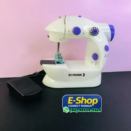 MINI MÁQUINA DE COSTURA RETA PORTÁTIL BRANCA 110/220V - BOMVINK BOM-1505