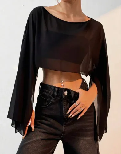 Blusa solta manga morcego
