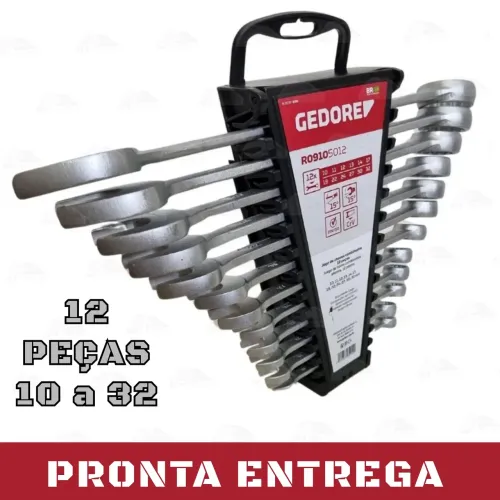JOGO DE CHAVE BOCA COMBINADAS GEDORE 12 PEÇAS 10 AO 32mm
