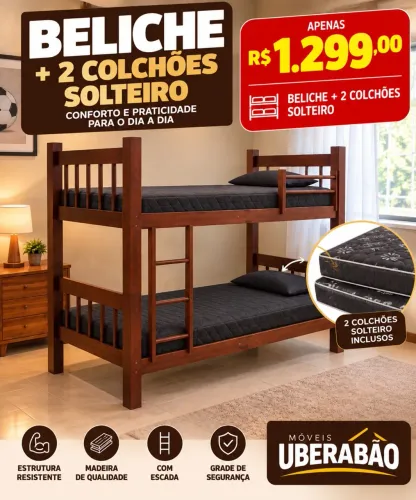 Beliche Espanha com 2 colchões solteiro