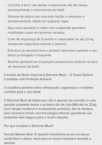 Carrinho com bebê conforto Galzerano