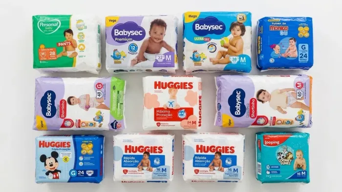 Lote de Fraldas M e G (Babysec, Huggies, Personal) - 318 tiras - Novas