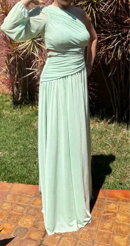 VENDO Vestido de Festa Longo Verde-Menta / Verde-Pastel, Tamanho 42 R$210,00
