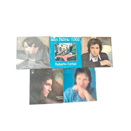 Lote Com 5 Discos de Vinil Roberto Carlos Originais de Época