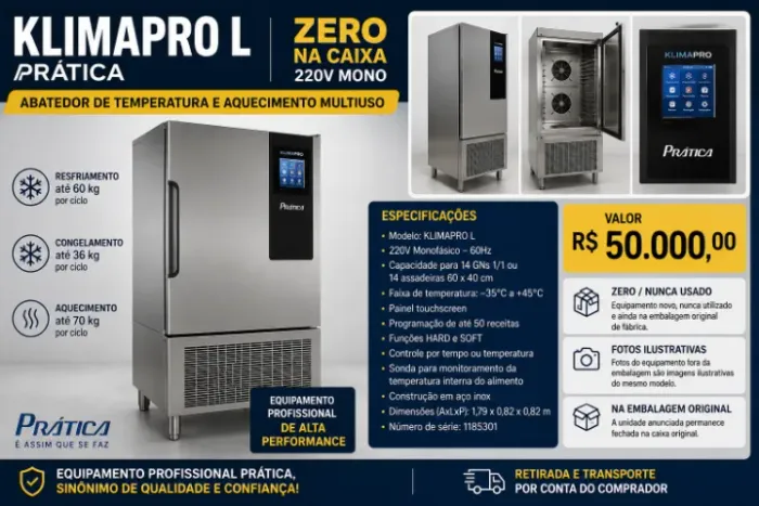 KLIMAPRO L PRÁTICA - ABATEDOR / ULTRACONGELADOR - ZERO NA CAIXA - 220V