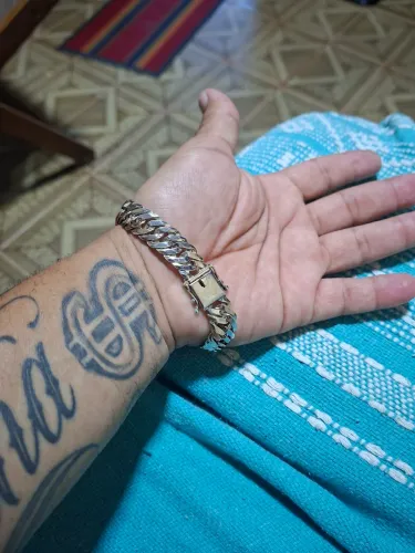 Pulseira de prata 925 elo duplo fecho gaveta 