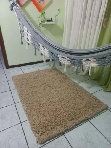 Tapete felpudo bege grande - ótimo estado