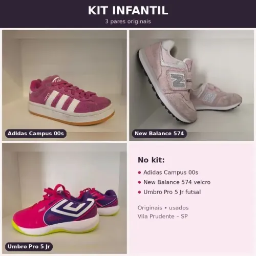 Tênis Infantil - Adidas / New Balance / Chuteira Umbro Pro 5 - Tamanho: 28