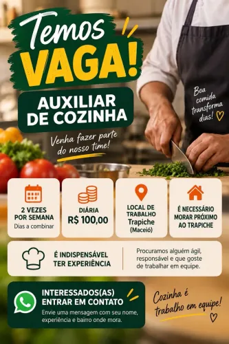 Extra para auxiliar de cozinha