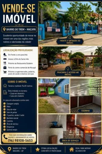 OPORTUNIDADE DE IMÓVEL EM ÁREA NOBRE DE MACAPÁ - BAIRRO DO TREM