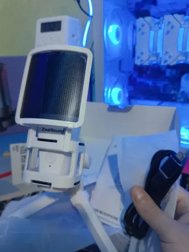 Microfone Haomuren Zealsound A68 RGB Novo Cor Branco promoçã promoção