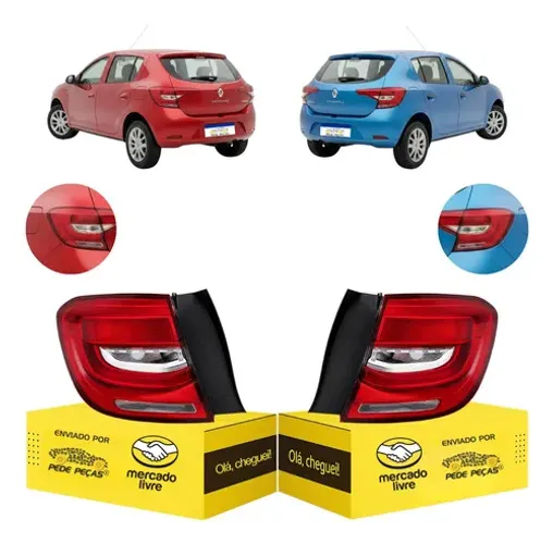 Par Lanternas Renault Sandero 2020 21 2022 Canto C/led Ambos Lados Cristal