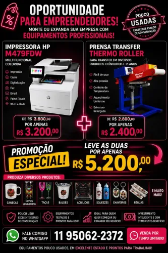 Monte Seu Negócio! HP M479fdw + Thermo Roller 360 - R$ 5.200