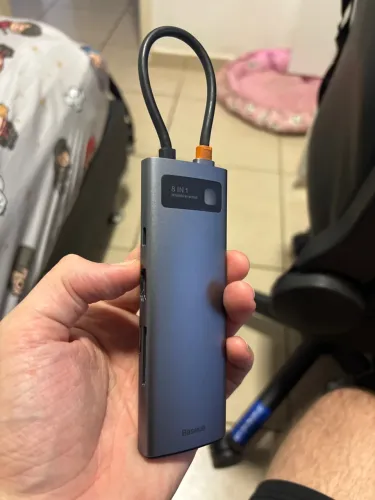 Hub USB-C Baseus 8 em 1 (HDMI 4K, 3x USB 3.0, RJ45 Gigabit, Leitor SD/TF e USB-C PD 100W)
