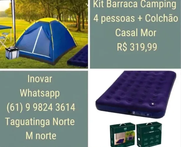 Barraca 4 Pessoas e Colchão Inflável Casal Mor