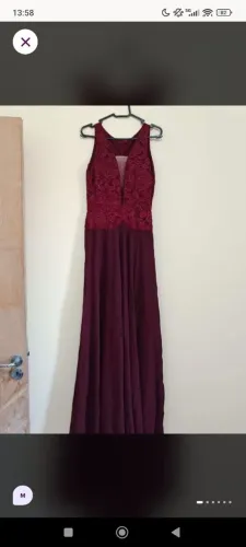 Vestido longo de festa cor marsala renda e tule tamanho M